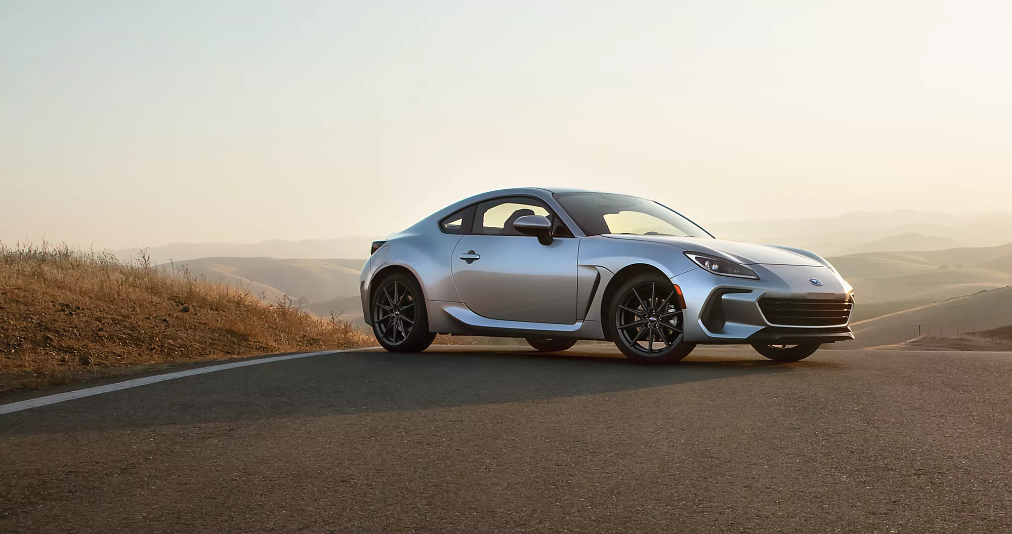 A Subaru BRZ9 is staning on a highway