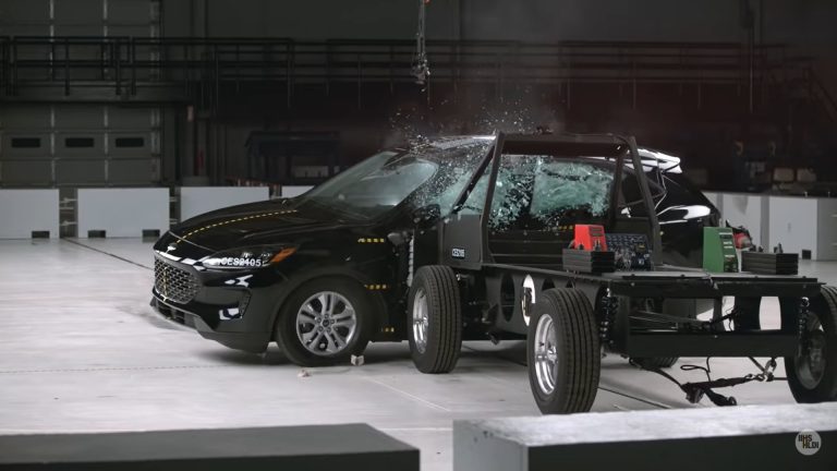 SUV undergoing a side crash test