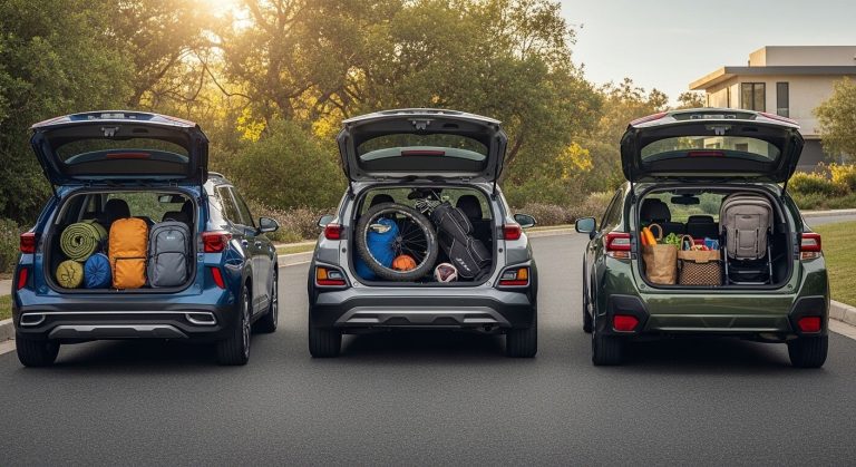 SUVs with their rear trunks open