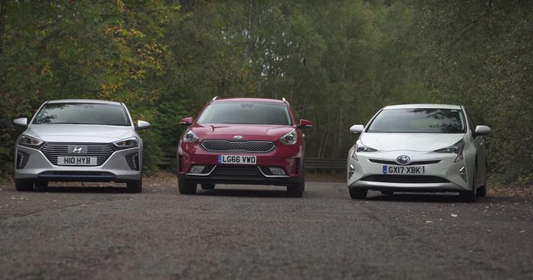 Toyota Prius, Hyundai Ioniq, and Kia Niro